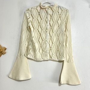 See By Chloe Cream Cardigan with Bell Sleeves